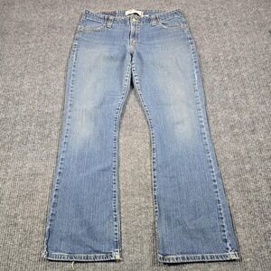 Levis 525‎ Boot Cut Jeans Girls 14 Medium Blue Denim Distressed Hem Frayed Cuffs
